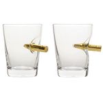 Farm Cottage Brands Boxed Set of Two 60ml Crystal Shot Spirit Glasses with a Rifle Shooting Bullet in Them, to take The Shot