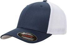 Flexfit Men's Two-Tone Stretch Mesh Cap, Navy/White, One Size fits All