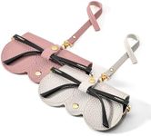FEISEDY 2Pack Soft Leather Sunglass Bag, Holder Eyeglasses Case, Portable Glasses Pouch With Button Clip Wrist Strap B0049