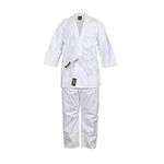 JP White Karate Uniform for Kids & Adults Lightweight Student Karate Gi Martial Arts Uniform with Belt, White, 00/120