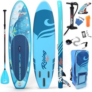 SereneLife Inflatable Stand Up Paddle Board - Wide Stable Design, Non-Slip Deck for Adults & Youth with Premium Paddle Board Accessories: Carry Bag, Dual Action Pump, Paddle, Ankle Leash - 10'6"