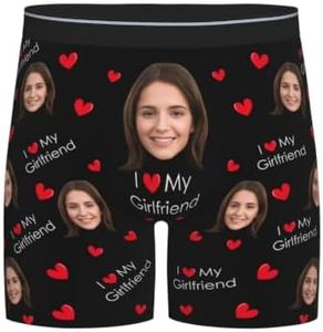 Nsipan Custom Boxers for Men with Funny Face Customized Long Underwear for Boyfriend Husband Personalized with Photo Gifts for Valentines Day Anniversary Birthday