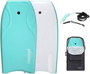 THURSO SURF 42'' Bodyboard Body Boards for Beach Lightweight PE Core IXPE Deck HDPE Bottom FRP Stringers Body Boards Double Swivel Board Leash and Carrying Bag Lightning Turquoise