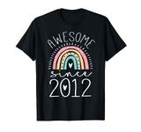 Awesome Since 2012 12th Birthday Rainbow Gifts Born In 2012 T-Shirt