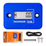 NInE-ROnG Self-powered Tach Hour Meter Digital LCD Inductive Tachometer Timing RPM Measuring Waterproof Design,for Gas Engine Lawn Mower Motorcycle Snowmobile Generator(2 Stroke)(Blue)