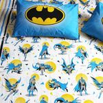 Silverlinen Official DC Comics Justice League Batman 100% Cotton 250 TC King Bedsheet for Kids Room for Boys and Girls with Two Pillow Covers - Multicolour