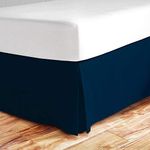 Valencia Beddings Split Corner Bed Skirt 16 Inch Drop Full Size 100% Natural Cotton Hotel Quality Full Size, Navy Blue Solid