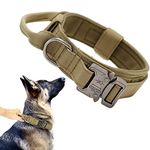 Qpets Dog Collar Adjustable Nylon Tactical Dog Collar With Strap Handle Dog Training Collar Quick Release Metal Buckle For Small Medium Large Dogs (L, 17''-20.5''/43-52 Cm), Multicolor