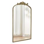 CASOLLY Arendahl Traditional Antique Gold Arch Wall Mirror, 19"x31" Carved Elegant Rectangle Bathroom Mirror with Antique Ornate Metal Frame, Baroque Inspired Home Decor for Vanity Bedroom Entryway