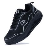 QAUPPE Womens Walking Shoes with Arch Support Orthotic Running Tennis Sneakers for Plantar Fasciitis Heel and Foot Pain Relief Nursing Shoes Solid Black US 7
