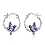 YFN Hummingbird Earrings Bird Hoop Earrings 925 Sterling Silver Jewelry Hummingbird Gifts for Women Girls