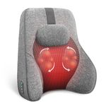 COMFIER Back Support Pillow for Office Chair Car, Lumbar Support Cushion with 4 Shiatsu Massage Heads & Heating Function, Memory Foam Back Support Cushion for Office Chair-Gray