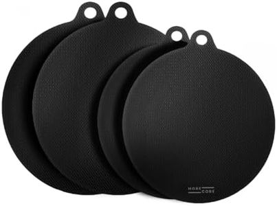 MoreCore Induction Protection Mat, 2 Pack, Black, Silicone & Fibreglass, Non-Slip, Heat Resistant Up to 240°C, Dishwasher Safe, Multi-Functional, Trivet, 2X 8.66 + 2X 9.45