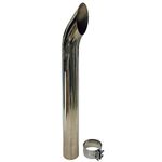 5" Curved Cut Polished Stainless Exhaust Stack 5" OD 44" Long with Clamp