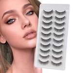 Glowingwin False Eyelashes Natural Faux Mink Lashes Fluffy Dramatic Lashes Cat Eyes Wispy 10pairs Pack Light Volume 6D Short Fake Eyelashes Strip Lashes