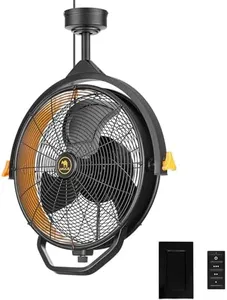 Mule 18" Fan XL, Dual Height Ceiling Mounting Options, Standard 3-Prong Plug, 360-Degree and Up/Down Adjustable Direction, 3-Speeds, High Flow, 8 Foot Cord, Damp Rated, Black Matte 52020