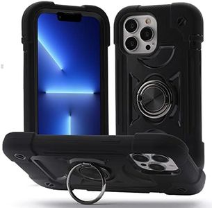 MARKILL Compatible with iPhone 13 Pro Max Case 6.7 Inch with Ring Stand, Heavy-Duty Military Grade Shockproof Phone Kids Cover for iPhone 13 Pro Max (Black)