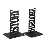 Sehaz Artworks History Black Metal Book end | Table Book Stand for Home Library Office Decor 2 Per Pack