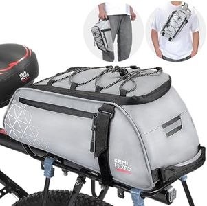KEMIMOTO Rear Bike Rack Bag, 8L Full Reflective PVC Water Resistant Bicycle Trunk for Road and Mountain Bikes, Ebike Rack Bag with Side Pockets for Cycling Travel Commute
