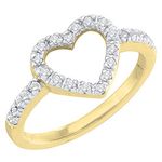 DazzlingRock Collection 0.18 Carat (ctw) 14K Round Diamond Bridal Heart Shaped Promise Engagement Ring, Yellow Gold, Size 9.5