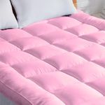 AJISH Mattress Topper Double Bed - Super Soft Microfiber Filled Perfect Mattress Pad - Luxurious Hotel Feel - Comfort Sleep - Best for Hair & Skin, Double, Pink, 72X72Inch | 6X6Feet, 1200 GSM