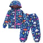 LZH Toddler Boys Girls Raincoat Waterproof Hooded Jacket Dinosaur Coat+Pants Suit