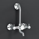 Plantex 2-in-1 Wall Mixer with Wall Flange & Teflon Tape/Mixer Tap for Bathroom with Overhead Shower Provision and Long Bend Pipe/Bathroom Tap-(MKS-1279-Chrome)