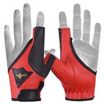 Daskz Archery Gloves One Finger Shooting Left hand Bow Gloves- Professional Leather hunting Gloves for Adults (Red, M, Left)