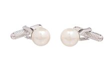 Classic Pearl Drop Effect Cufflinks In Onyx Art London Cufflink Gift Box