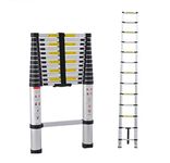 BonKaso VertiPro 6.2M(20.5Ft) Telescopic Ladder|Aluminum Ladder 16 Steps|Multipurpose for Home & Outdoor use with Self Lock Mechanism|EN131 Certified Max Load Capacity of 150kg