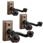 Donner Guitar Wall Mount Hanger 3-Packs, Black Walnut Guitar Hanger Wall Hook Holder for Guitars, Bass, Folk Ukulele, Violin, Mandolin Banjo and More