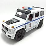 COCOBLINC 1 24 Mercedes-Benz G63 Russian Police Model Sports Car Alloy Metal Pull Back car Diecast Metal Pullback Toy Car with Openable Doors & Light Music Toys for Kids (White)