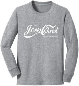 Enjoy Jesus Christ Shirt – Thou Shalt Never Thirst, Funny Christian Gifts for Men Women, Faith Apparel Inspirational Youth Long Sleeve Graphic Shirt, Heather Grey, Medium