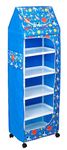 HEGZI Baby Wardrobe for Clothes Multipurpose 6 Shelves, Unbreakable Material, Portable Cloth Storage Rack, Foldable almirah for Clothes, Space, Pack of 1, Plastic