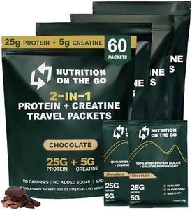 Nutrition On The Go Chocolate Whey Protein Powder with Creatine - 25g Protein, 5g Creatine - Single-Serve Packets for Travel, On-The-Go - Gluten-Free, No Added Sugar - (60-Pack)