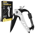 Multitool Carabiner with Pocket Knife, Survival Gear for Camping Hiking，EDC Carabiners Keychain with Folding Knives, Bottle Opener, Window Breaker and Screwdriver, Stocking Stuffers Gifts for Men