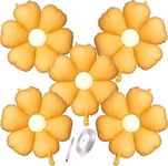 Party Port 30 x 25 Inches Daisy Flower Foil Balloon, Daisy Balloons Large Daisy Foil Mylar Balloons Flower Party Decorations (Pack of 5) (Yellow)