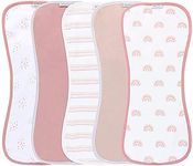 Ely's & Co. Baby Burp Cloths - 5pc Hourglass Shape with Extra Absorbent - Baby Bibs & Burp Cloths Baby Girl and Baby Boy, Newborn Essentials (Pink Rainbow Combo)