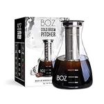 BOZ Cold Brew Coffee Maker - Cold Brew Pitcher Easy to Use and Clean - Iced Coffee Maker with Stainless Steel Coffee Filter and Durable Glass - Coffee Carafe with Large Capacity - 2L, 67 fl oz