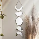 Moon Cycle Wall Decor | Acrylic Decorative Moon Phase Mirror Boho Wall Hanging | Bohemian Decor for Bedroom | Preppy Aesthetic Mirror Decorations for Living Room Moon Phases Art | Silver, Gold Decor