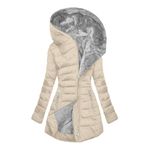 duxyoz Winter Jacket For Women Fleece Lined Hooded Lightweight Quilted Parka Coat Sherpa Thickened Windproof Outerwear With Hood Plus Size Puffer Warm Padded Coat Fleece Overcoat Beige L