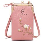 PALAY Women's Small Cross-Body Phone Bag Stylish PU Leather Mobile Cell Phone Holder Pocket Purse Wallet Sling Bag Mini Shoulder Bags (Pink)