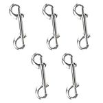 Midyrrg 5pcs Dog Lead Clips Double Ended Trigger Clip Double End Bolt Snap Clip Zinc Alloy Metal Double Trigger Hook Silver Safety Diving Clips for Dog Leash Key Chain Horse Tack Pet Feed Buckets