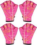 PATIKIL Webbed Swim Gloves, 2Pairs Swimming Aquatic Gloves Printing Water Resistance Training Accessories for Swimming and Diving, M, Rose Red