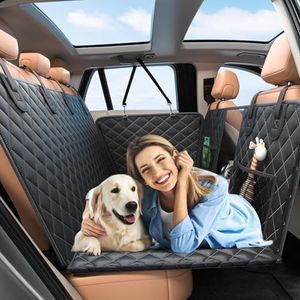 Purecas Hundedecke Auto Rückbank mit Harter Unterseite, Rücksitzverbreiterung Hund, 132 X 63CM, Autoschondecke Hund Rücksitz mit Seitenklappen, Wasserdicht Hundematte Auto, für Alle PKWs Auto SUV