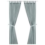IKEA Stylish LENDA Curtains with Tie-Backs, 1 Pair, Grey-Turquoise140x250 cm (55x98) - Sold by Stockland