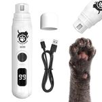 Qpets® Dog Nail Grinder, Low Noise Cat Nail Grinder Cutter with LCD Battery Display, Diamond Grinding Wheel Bit, 3-Speed Adjustable & Dual Slot Safety Cap for Cat Dog Puppy (USB Rechargeable)