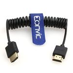 Eonvic 2.1 HDMI Coiled Cable 8K HDMI to HDMI Cable High Speed Thin HDMI Male to Male Extender Coiled Cable for Atomos Ninja V, Sony a7siii, Portkeys BM5 Monitor (HDMI-HDMI, Coiled Cable)