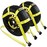 Tow Dolly Basket Straps with Flat Hook-2 Pack,Car Wheel Straps Tire Bonnet Net Fits 14"-19" Tires Auto Universal Vehicle Car Dolly Straps Accessories