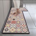 HomeCloud Rubber Kitchen Mats for Floor Set of 2 Pcs | Non-Skid, Soft Absorbent Rugs for Kitchen, Laundry, and Hallway | 120x40cm, 40x60cm| 4mm Thickness (Multi)